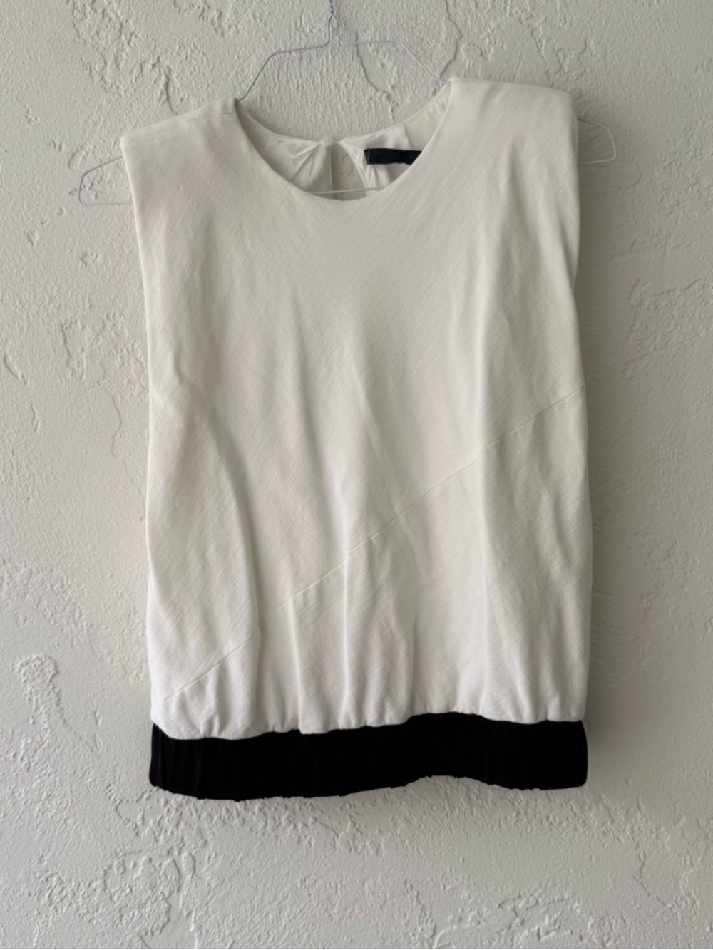 Zara White Sleeveless Tank with Black Band